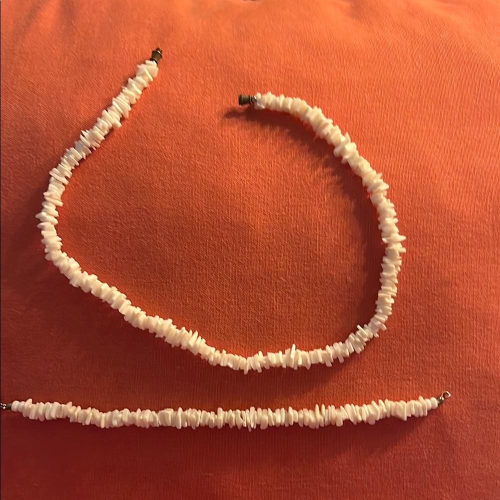 White Beaded Necklace and Bracelet Set